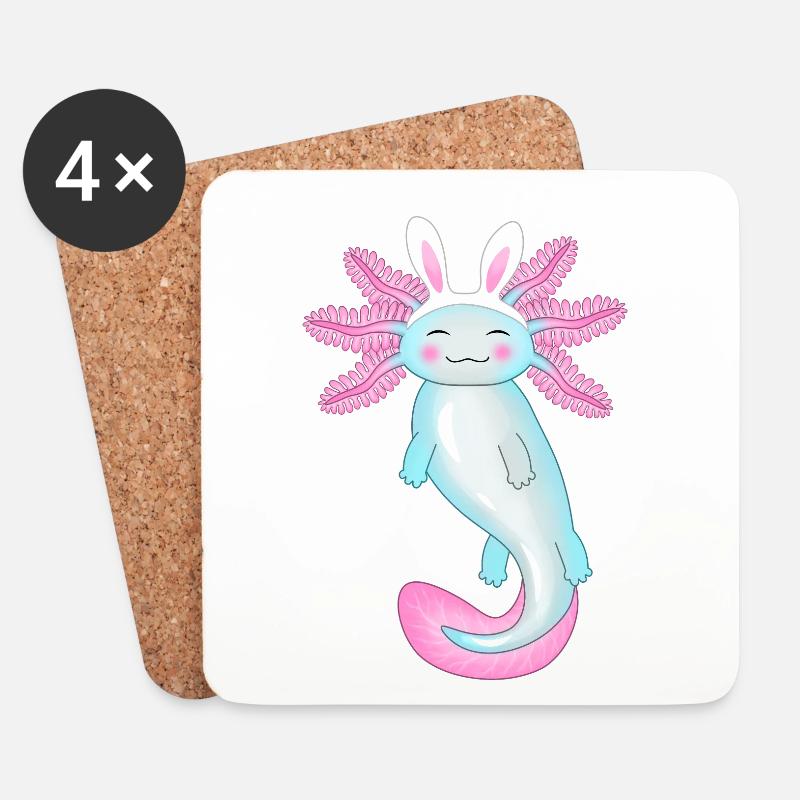 Oster-Axolotl mit Hasenohren - Untersetzer (4er-Set) - Weiß