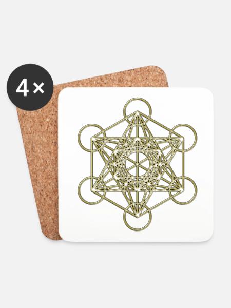 Metatrons Cube gold 3D - Untersetzer (4er-Set) - Weiß