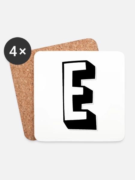Buchstabe E - Alphabet E. - Untersetzer (4er-Set) - Weiß