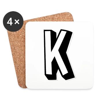 Buchstabe K - Alphabet K. - Untersetzer (4er-Set) - Weiß - Vorne