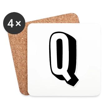 Letter Q – Alphabet Q - Coasters (set of 4) - white - Front