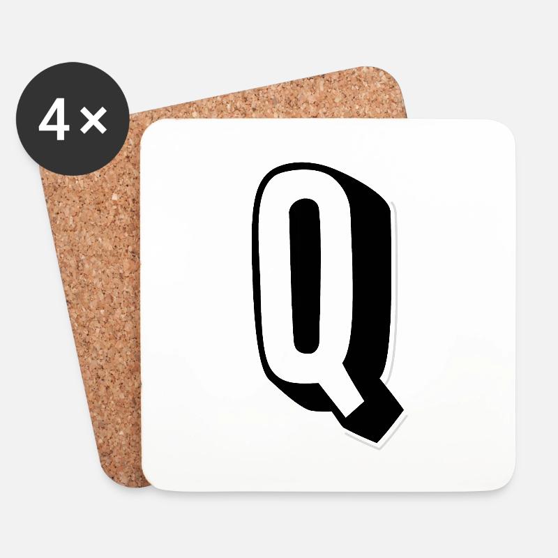 Buchstabe Q - Alphabet Q. - Untersetzer (4er-Set) - Weiß