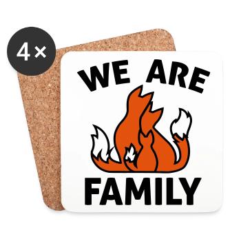 Fox Family We Are Family - Cadeau de la famille des animaux - Dessous de verre (lot de 4) - blanc - Devant