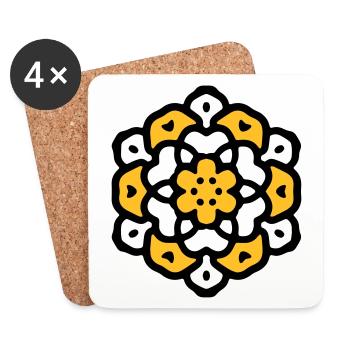 Flower Flower Mandala - Coasters (set of 4) - white - Front