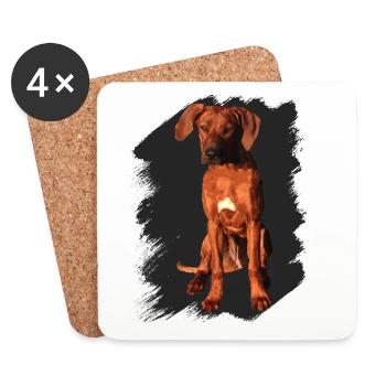 Rhodesian Ridgeback on black background - Coasters (set of 4) - white - Front
