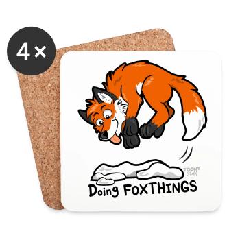 Renard rouge Doing Foxthings - Dessous de verre (lot de 4) - blanc - Devant