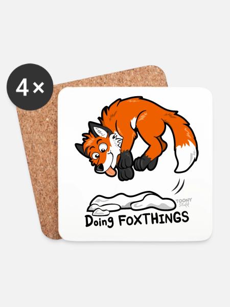 Rotfuchs Doing Foxthings - Untersetzer (4er-Set) - Weiß