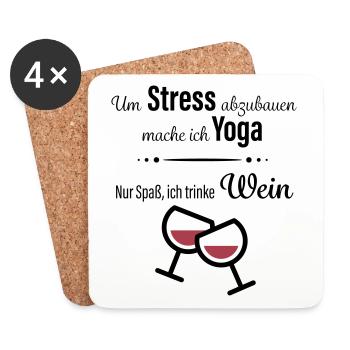 Wein trinken - Yoga - Untersetzer (4er-Set) - Weiß - Vorne