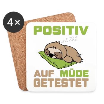 Positiv auf müde getestet (Faultier-Edition) - Untersetzer (4er-Set) - Weiß - Vorne