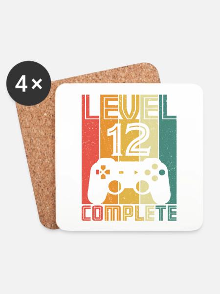 12. Geburtstag Gamer Level 12 Complete 12 Jahre - Untersetzer (4er-Set) - Weiß