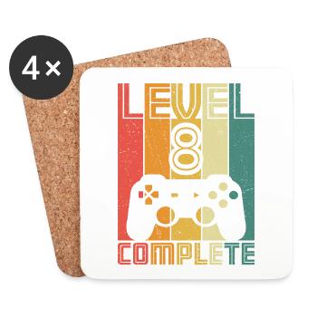 8. Geburtstag Gamer Level 8 Complete 8 Jahre - Untersetzer (4er-Set) - Weiß - Vorne