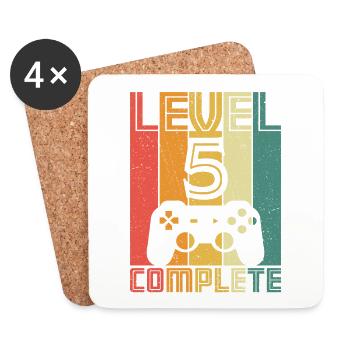5ème anniversaire Gamer Niveau 5 Complet 5 ans - Dessous de verre (lot de 4) - blanc - Devant