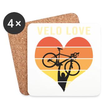 velolove velo love j aime le velo cycliste - Dessous de verre (lot de 4) - blanc - Devant