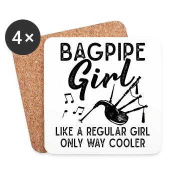 Bagpipes Girls Bagpipe Musical Instrument - Coasters (set of 4) - white - Front