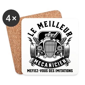 Meilleur mécanicien humour mécanique cadeau homme - Dessous de verre (lot de 4) - blanc - Devant