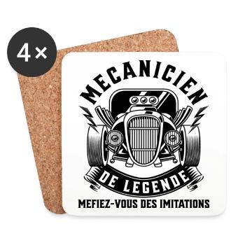 Mécanicien de légende cadeau mécanique homme - Dessous de verre (lot de 4) - blanc - Devant