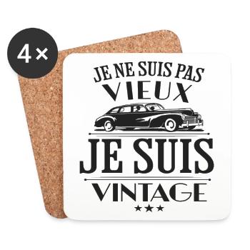 Je ne suis pas vieux je suis vintage humour cadeau - Dessous de verre (lot de 4) - blanc - Devant
