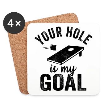 Cornhole Dein Loch Ist Mein Ziel - Untersetzer (4er-Set) - Weiß - Vorne