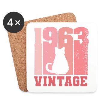 1963 katze vintage rosa pink - Untersetzer (4er-Set) - Weiß - Vorne