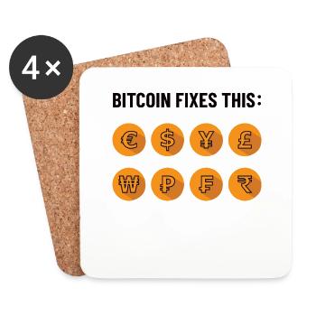 Bitcoin corrige cela - Bitcoiner, BTC seul cadeau - Dessous de verre (lot de 4) - blanc - Devant