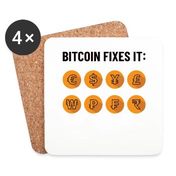 Bitcoin le répare - Bitcoiner, BTC Seul cadeau - Dessous de verre (lot de 4) - blanc - Devant
