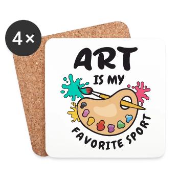 L’art est mon sport préféré - Dessous de verre (lot de 4) - blanc - Devant