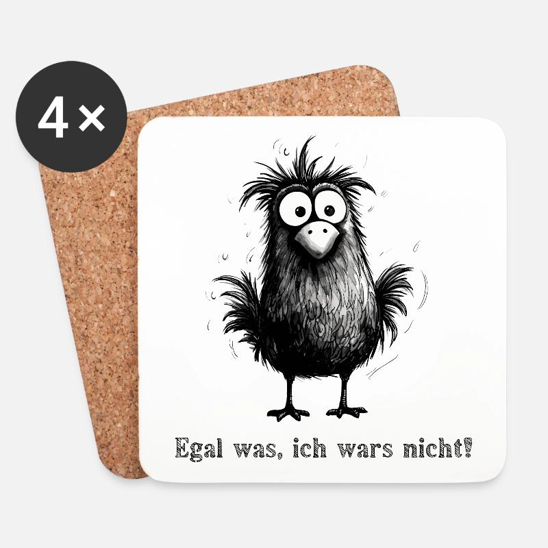 Lustiges Vogel Design mit: Egal was ich wars nicht - Untersetzer (4er-Set) - Weiß