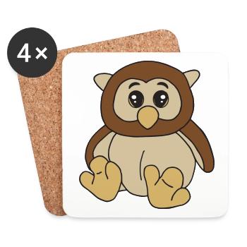Kleine süße Eule - Untersetzer (4er-Set) - Weiß - Vorne