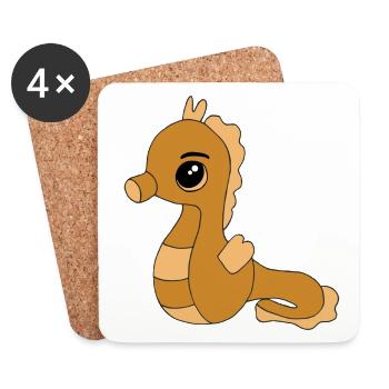Knuffiges Seepferdchen - Untersetzer (4er-Set) - Weiß - Vorne