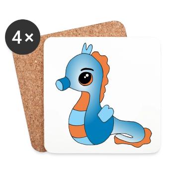 Knuffiges Seepferdchen - Untersetzer (4er-Set) - Weiß - Vorne