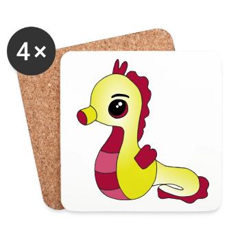 Knuffiges Seepferdchen - Untersetzer (4er-Set) - Weiß - Vorne