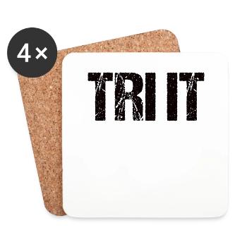 TRI IT - Traithlet, Triathlon Athleten Geschenk - Untersetzer (4er-Set) - Weiß - Vorne