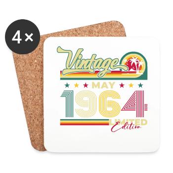 Vintage May 1964 Vintage 1964 Birthday 1964 - Coasters (set of 4) - white - Front