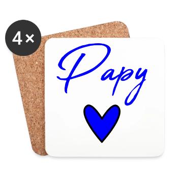 FÊTE DES PÈRES. BONNE FÊTE PAPA. PAPA. BONNE FÊTE. - Dessous de verre (lot de 4) - blanc - Devant
