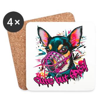 Cute but Spicy - Chihuahua - Coasters (set of 4) - white - Front