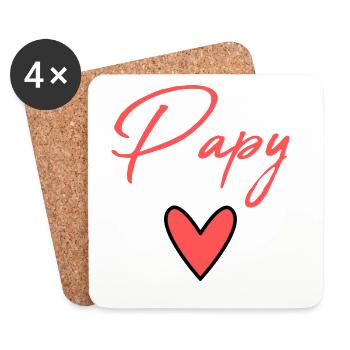PAPY. PAPA. FÊTE DES PÈRES. BONNE FÊTE PAPA - Dessous de verre (lot de 4) - blanc - Devant