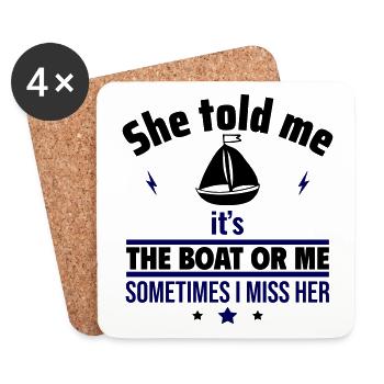 Elle a dit : C’est le bateau ou moi, le conducteur du bateau - Dessous de verre (lot de 4) - blanc - Devant