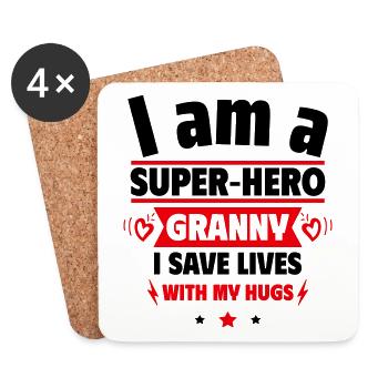 Geschenk für Oma: Ich bin eine Superhelden-Oma - Untersetzer (4er-Set) - Weiß - Vorne