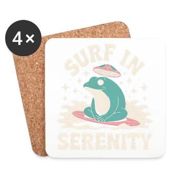 Surfen in Serenity - Süßer Frosch Aufkleber - Untersetzer (4er-Set) - Weiß - Vorne