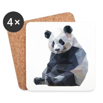 Panda I Low Poly Art Logo Design - Coasters (set of 4) - white - Front