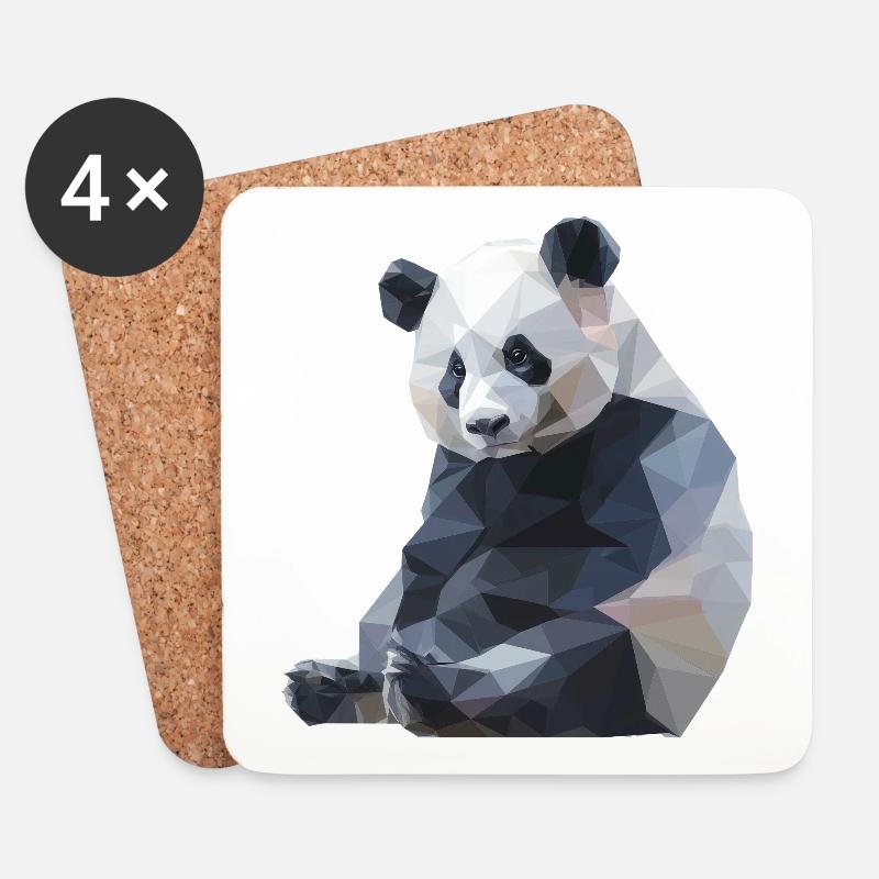Panda I Low Poly Art Logo Design - Coasters (set of 4) - white