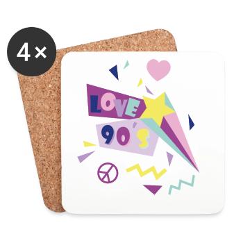90er - Untersetzer (4er-Set) - Weiß - Vorne