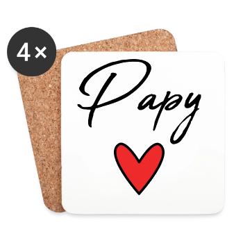 Opa. PAPA. VATERTAG. FROHER VATERTAG. PARTEI - Untersetzer (4er-Set) - Weiß - Vorne