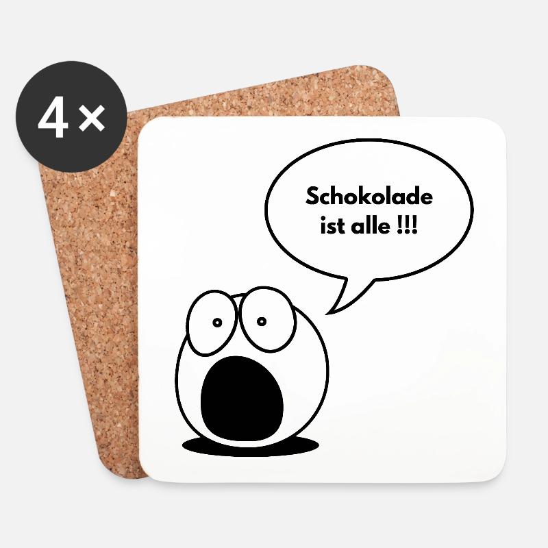 Schokolade ist alle !!! - Untersetzer (4er-Set) - Weiß