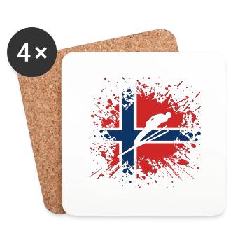 Sauteur À Ski Norvège Non Drapeau Des Sports - Dessous de verre (lot de 4) - blanc - Devant