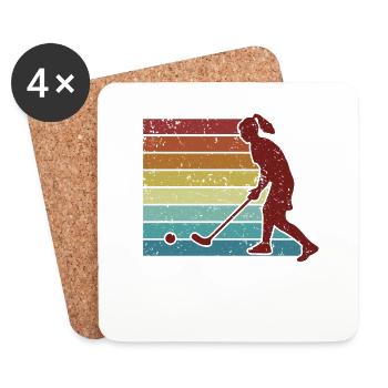 Hockey Joueur Rétro Joueur De Hockey Sur Gazon - Dessous de verre (lot de 4) - blanc - Devant
