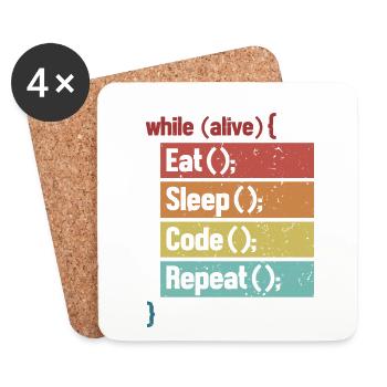 Eat Sleep Code Repeat Softwareingenieur Coder - Untersetzer (4er-Set) - Weiß - Vorne