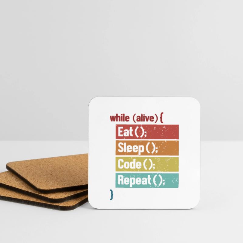 Eat Sleep Code Repeat Softwareingenieur Coder Untersetzer (4er-Set)