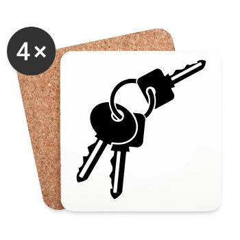 Keychain - three keys - gift idea - Coasters (set of 4) - white - Front