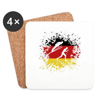 Nordische Kombination Geschenk für Wintersportfans - Untersetzer (4er-Set) - Weiß - Vorne